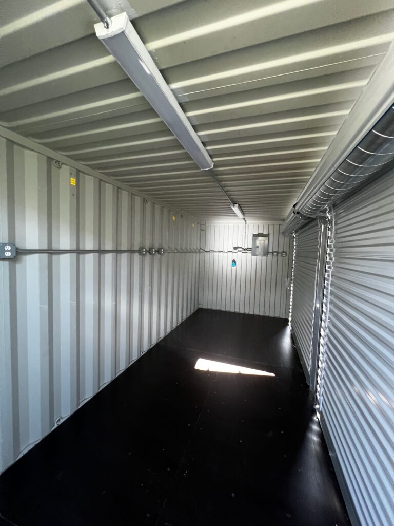 Special modified container various electrical components with roll up doors and Meltric plugs