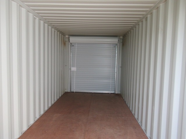 20’ shipping container with roll up door installed on the front end (interior)